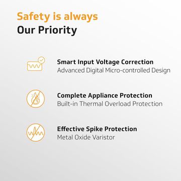 V-Guard STAB- CRYSTAL PLUS 3A Voltage Stabilizer for Smart/LED TV (Up to 140cm/55"), Set Top Box, Home Theatre/Gaming Console - Wide Range (90-290V), ABS Cabinet,without display