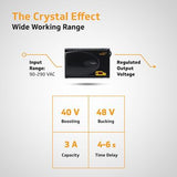 V-Guard STAB- CRYSTAL PLUS 3A Voltage Stabilizer for Smart/LED TV (Up to 140cm/55"), Set Top Box, Home Theatre/Gaming Console - Wide Range (90-290V), ABS Cabinet,without display
