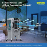 Symphony Sumo 115 XLI Desert Air Cooler with Remote For Home with Honeycomb Pads, Powerful +Air Fan, i-Pure Console and Low Power Consumption (SUMO115XL I, Grey)