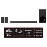 Sony 5.1 Channel Dolby Digital Soundbar home theatre system with Bluetooth Connectivity (Black)-HT-S20R