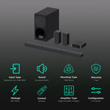 Sony Real 5.1ch Dolby Audio Soundbar  with Subwoofer & Wireless Rear Speakers, (600W) HT-S40R