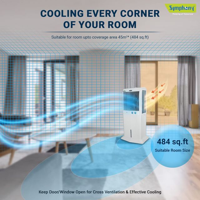 Symphony Storm C-100 XL 95 Litres Tower Air Cooler (Honeycomb Pad,  White)
