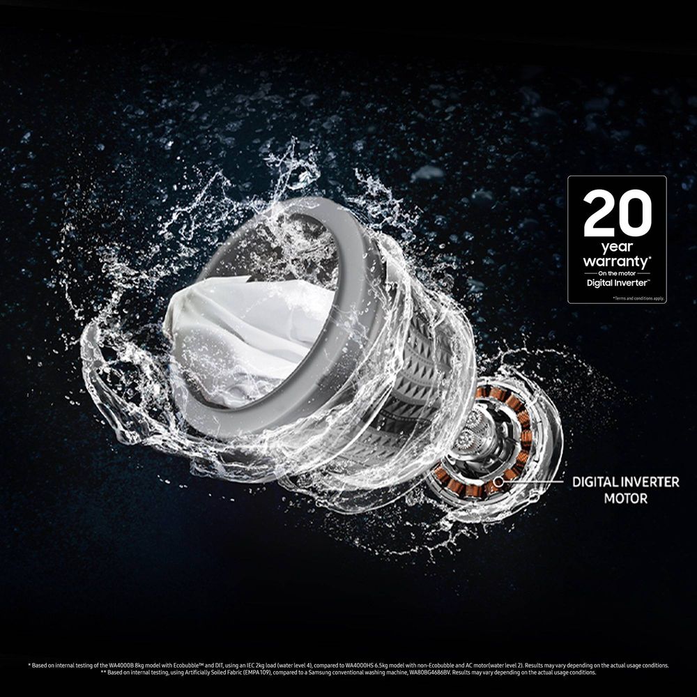 SAMSUNG 8 Kg 5 Star Inverter Fully Automatic Top Load Washing Machine (WA80BG4441BD, Diamond Drum, Dark Grey)