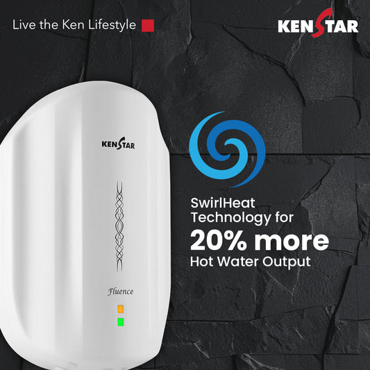KENSTAR Fluence 5.9 L Instant Water Heater (3000 W, White) - Stainless Steel Tank, 6.5 Bar Rated Pressure, Thermal Cutoff, Nickel-Coated Copper Heating Element