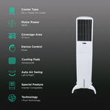 Symphony Diet 50T 50 Litres Tower Air Cooler with i-Pure Technology (Cool Flow Dispenser, White)