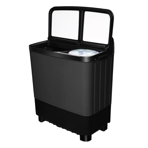 Haier 8.5kg Semi-Automatic Top Load Washing Machine | Vortex Pulsator | Softfall Technology Toughened Glass Lid | 1300 RPM | Durable PCM Material | Energy Efficient Laundry Solution-(HTW85-178BBKN, Black)