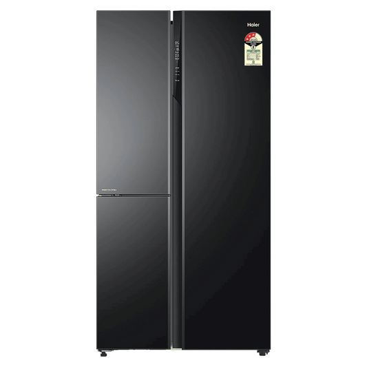 Haier 598 Litres 3 Star Frost Free, Side-by-Side Smart Wifi Enabled Refrigerator with Digital Control Panel (HRT-683KGU1, Black Glass)