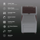 Symphony Touch 40 Room Air Cooler | High Efficiency Cooling | 185W | CFD Technology | 40L | Fully Closable Louvers | Manual Mode | Air Cooler with Wheels For Easy Mobility | White (TOUCH40)