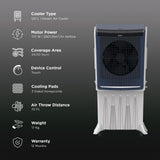 Symphony Silenzo 120i Desert Cooler | Super Silent Operation Powered by Owl Wing Fan | Honeycomb Pads | i-Pure+ Technology | CFD Technology | Remote & Touchscreen | (SILENZO120I)