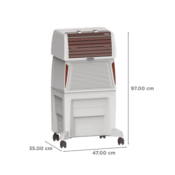 SYMPHONY TOUCH 50 Air Cooler| 185W Power Consumption | Suitable for Rooms up to 18 m² | Auto Louver Movement | Efficient Blower | Honeycomb Cooling Pads | Cool Flow Dispenser | Compact Design (97 cm Height) | Durable Engineering Plastic Body