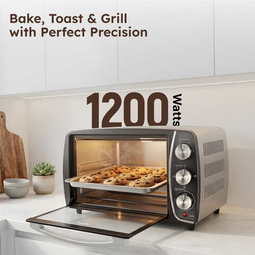 Prestige Oven Toaster Griller 16L with Barbeque Rack & Skewers (POTG 16A) | Stainless Steel Built-in OTG | 3 Function Controls & 60-Min Timer | Non-Induction Base-42341