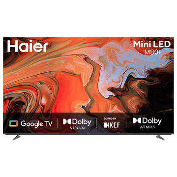 Haier 139.7 cm 55-inch 4K Mini LED Smart Google TV with Dolby Vision, Dolby Atmos, Hands-Free Voice Control, and KEF Sound. | 4K Mini LED Display | Google TV | Dolby Atmos & Dolby Vision | Hands-Free Voice Control |Google Chromecast built-in-H55M80FUX