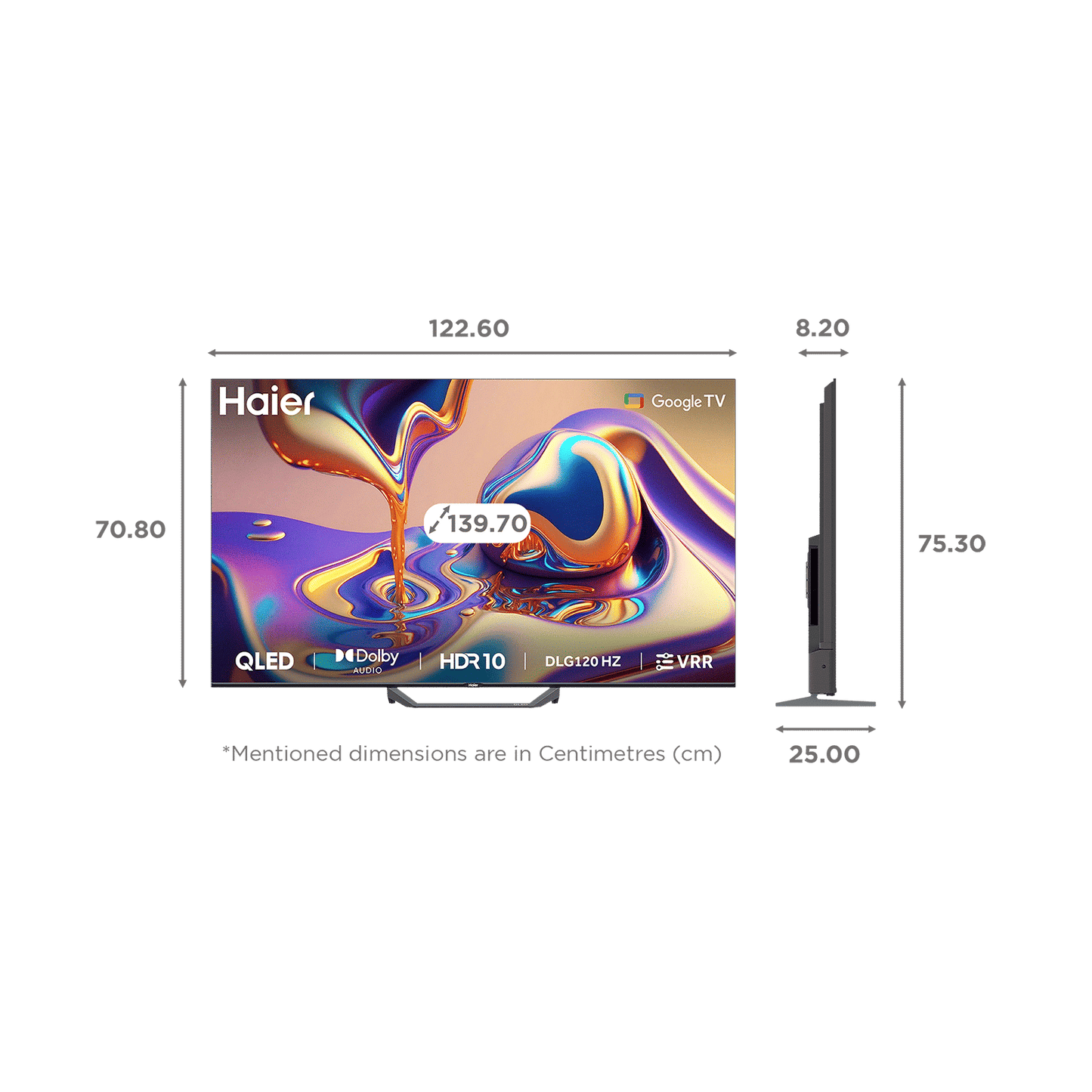 Haier 140cm (55 inch) 4K QLED Smart Google TV with Dolby Audio | Hands-Free Voice Control | HDR10 | MEMC | 2GB RAM & 32GB ROM | QLED Technology- H55S80FUX
