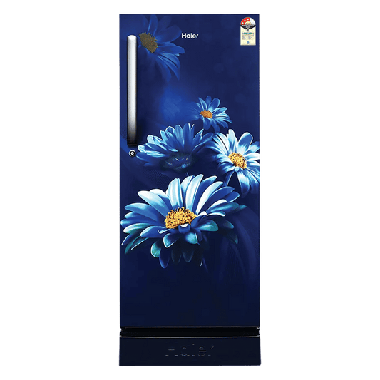 Haier 190L 3 Star Direct Cool Single Door Refrigerator with Storage Base Stand, Marine Hilton with Floral Door Pattern(HRD-2103PMH)