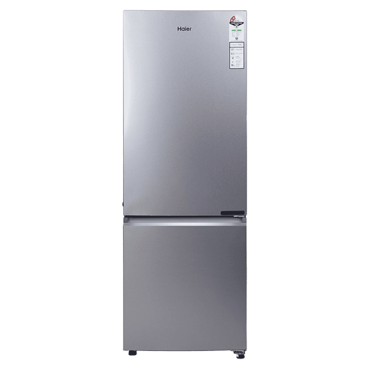 Haier 237L 2 Star Frost Free Bottom Mounted Refrigerator with Inverter Compressor and Toughened Glass Shelves (Moon Silver)- HRB-2872IBMS-P