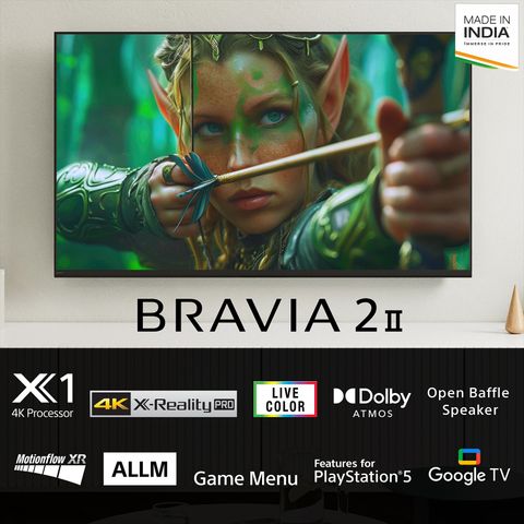 Sony BRAVIA 55"  4K HDR | Google TV | (2025 Model) 4K Processor X1 | Dolby Atmos | Direct LED | HDMI 2.1 ALLM/eARC | Wi-Fi 6|PS5 Optimized Auto HDR Tone Mapping (Flush Surface Design)- – K-55S25M2