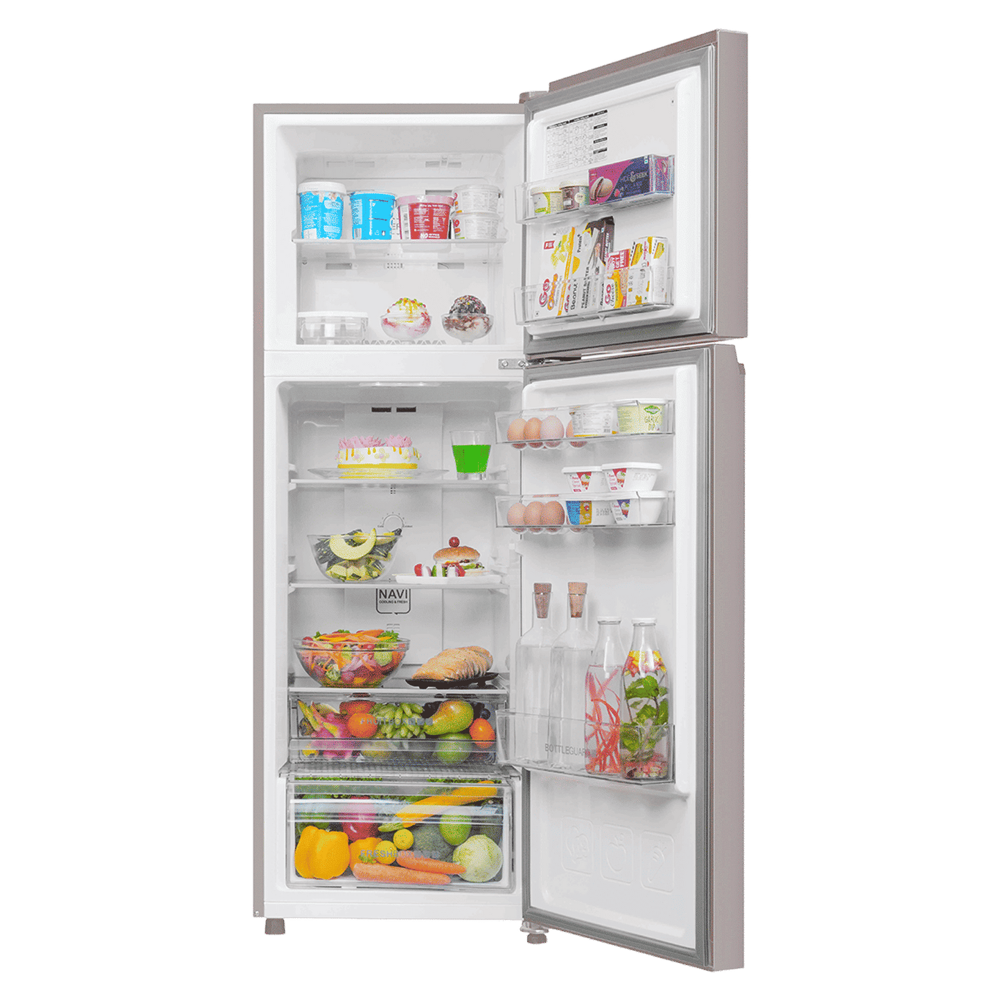 Haier 328 Litres 2 Star Frost Free Double Door Convertible Refrigerator with One Hour Icing Technology (HRF-3782BNSA-P, Nickel Steel)