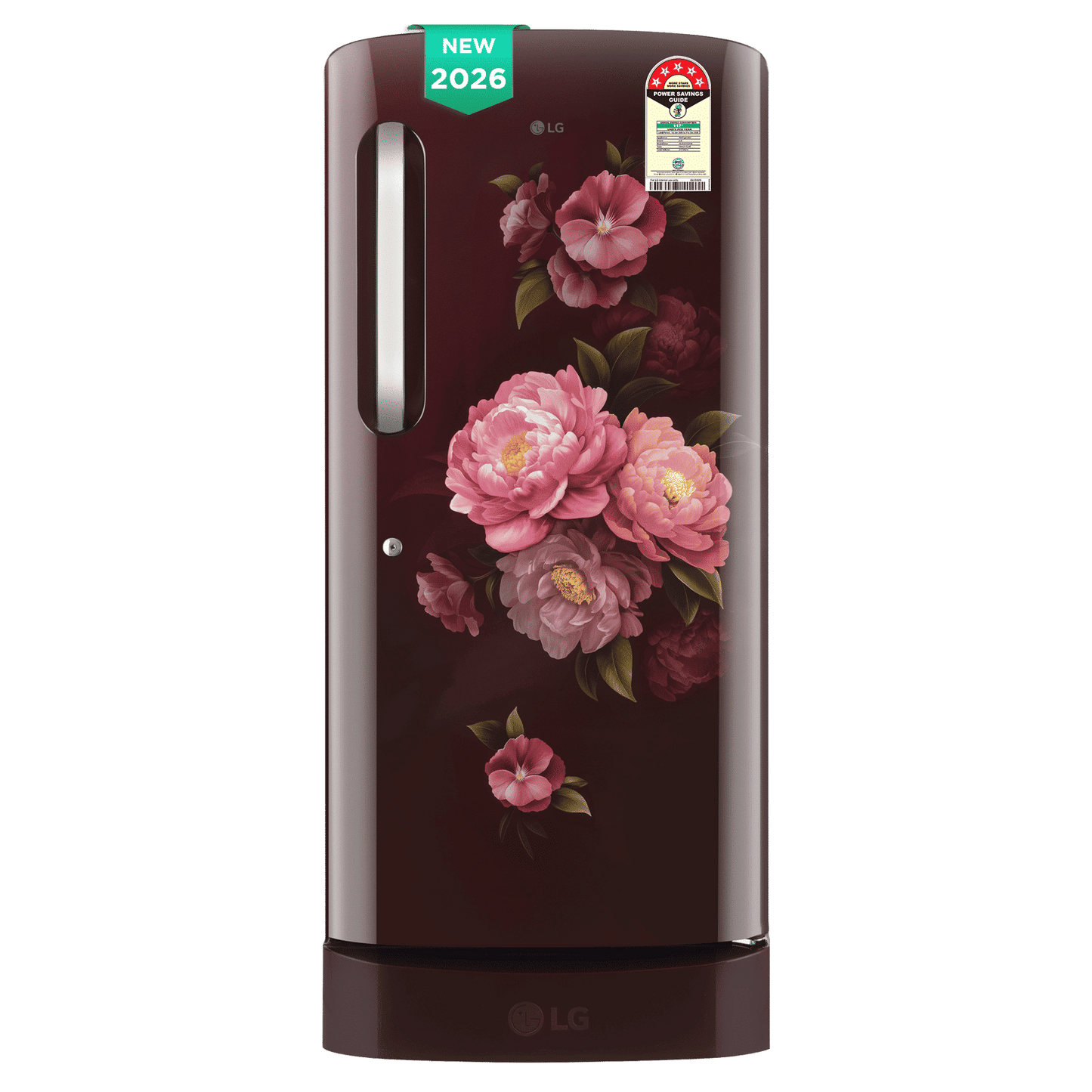 LG 224L 5-Star Smart Inverter Direct Cool Single Door Refrigerator – Base Stand Drawer, Toughened Glass Shelves, Stabilizer Free Operation, Anti-Bacterial Gasket, Anti-Rat Bite Protection, Annual 117 kWh Consumption-(GL-D2356ZAWS, Wine Spring)