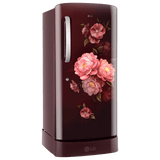 LG 224L 5-Star Smart Inverter Direct Cool Single Door Refrigerator – Base Stand Drawer, Toughened Glass Shelves, Stabilizer Free Operation, Anti-Bacterial Gasket, Anti-Rat Bite Protection, Annual 117 kWh Consumption-(GL-D2356ZAWS, Wine Spring)