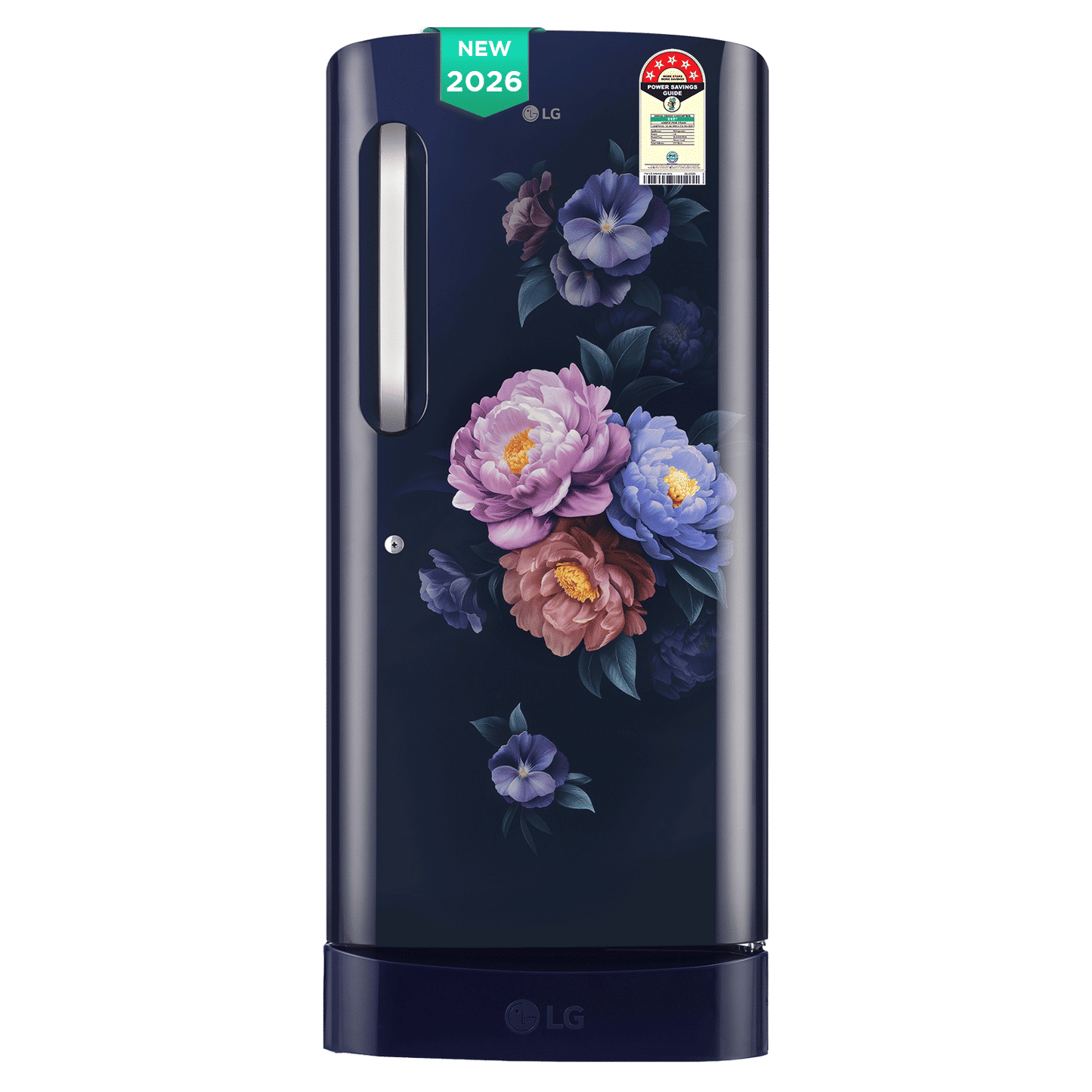 LG 224L 5-Star Smart Inverter Direct Cool Single Door Refrigerator,Base Stand Drawer, Toughened Glass Shelves, Anti-Bacterial Gasket, Stabilizer Free Operation, Anti-Rat Bite Protection, 117 kWh Consumption-(GL-D2356ZARS, Royal Spring Blue)