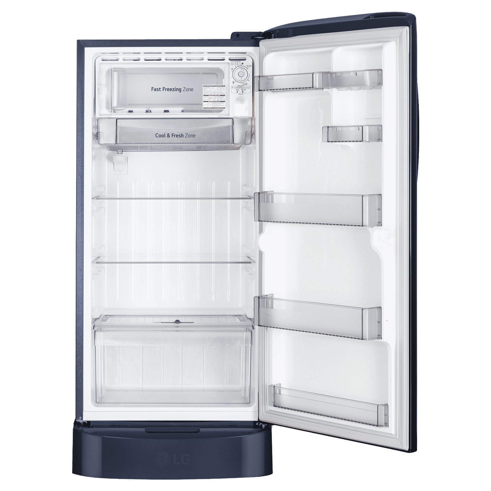 LG 224L 5-Star Smart Inverter Direct Cool Single Door Refrigerator,Base Stand Drawer, Toughened Glass Shelves, Anti-Bacterial Gasket, Stabilizer Free Operation, Anti-Rat Bite Protection, 117 kWh Consumption-(GL-D2356ZARS, Royal Spring Blue)