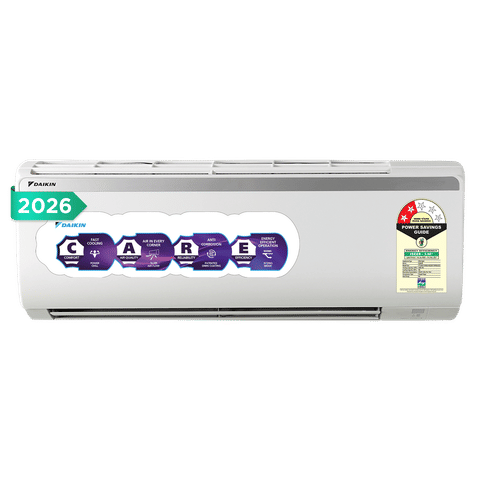 Daikin FTQ Series 1 Ton 2-Star Non-Inverter Split AC (3.35 kW / 11430 Btu/h Cooling, 3.90 ISEER, PM 2.5 Filter, New Coanda Airflow, Power Chill, Econo Mode, R-32 Refrigerant, White Indoor Unit)-FTQ35XV16WBB