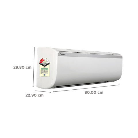Daikin FTQ Series 1 Ton 2-Star Non-Inverter Split AC (3.35 kW / 11430 Btu/h Cooling, 3.90 ISEER, PM 2.5 Filter, New Coanda Airflow, Power Chill, Econo Mode, R-32 Refrigerant, White Indoor Unit)-FTQ35XV16WBB