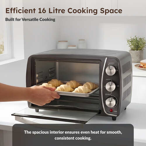 Prestige Oven Toaster Griller 16L with Barbeque Rack & Skewers (POTG 16A) | Stainless Steel Built-in OTG | 3 Function Controls & 60-Min Timer | Non-Induction Base-42341