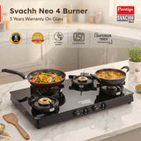 Prestige Svachh Neo Gtsn 04 L Toughened Glasstop Gas Stove with Liftable 4 Burners (Black), Open-40385