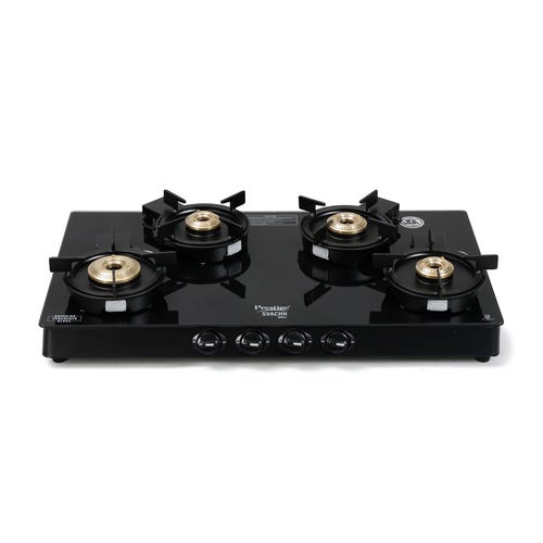 Prestige Svachh Neo Gtsn 04 L Toughened Glasstop Gas Stove with Liftable 4 Burners (Black), Open-40385