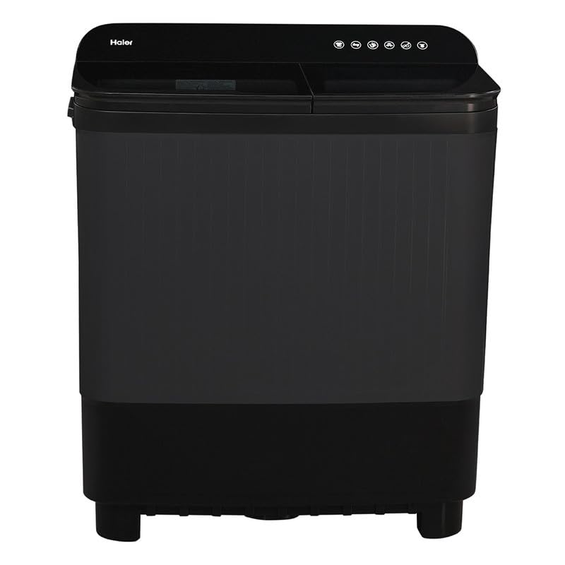 Haier 8.5kg Semi-Automatic Top Load Washing Machine | Vortex Pulsator | Softfall Technology Toughened Glass Lid | 1300 RPM | Durable PCM Material | Energy Efficient Laundry Solution-(HTW85-178BBKN, Black)