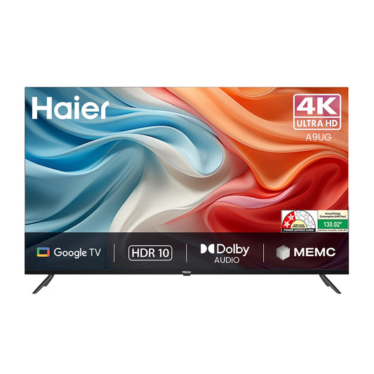Haier 109.22 cm 43-inch 4K Ultra HD Smart LED TV | Google TV OS | HDR10 & HLG | Dolby Audio | Built-in Chromecast | 32GB Storage & 2GB RAM | MEMC |  3 HDMI & 2 USB Ports | Google Assistant Supported | Flat Panel Design- 43A9UG