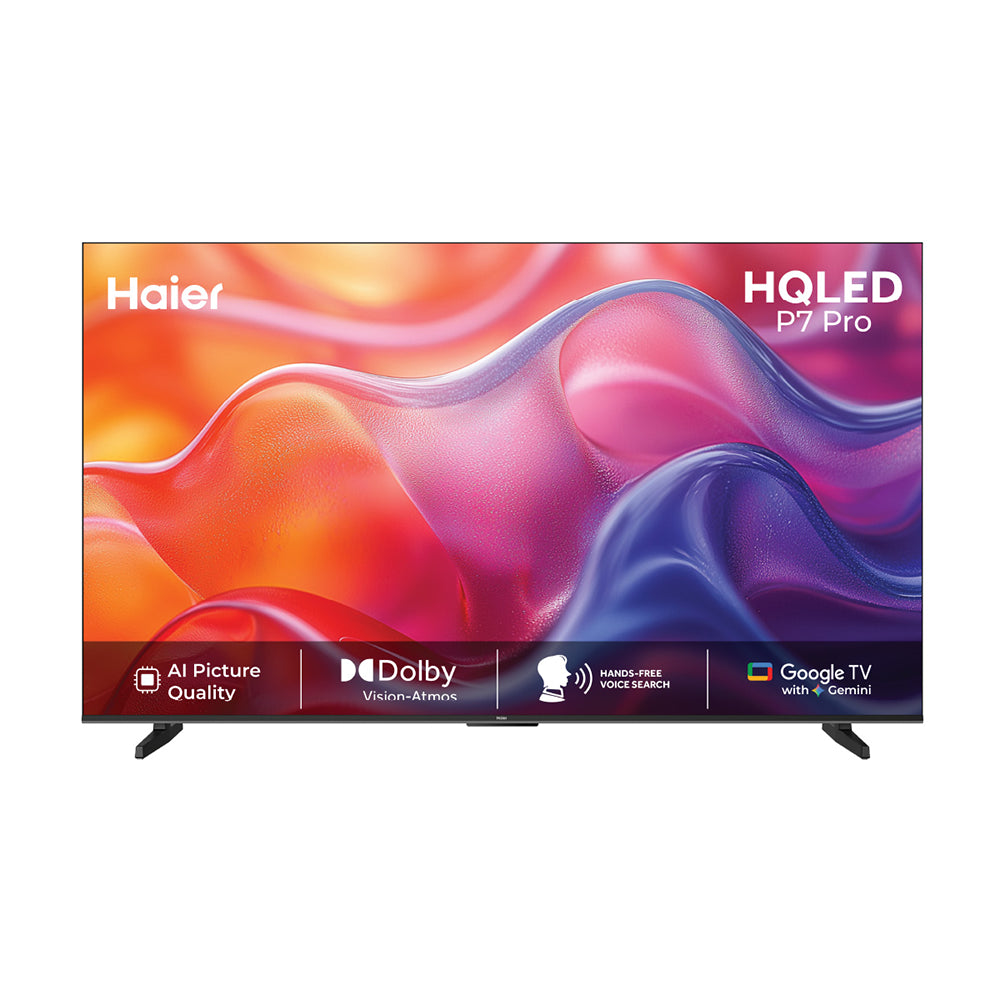 Haier 108cm (43 inch) H-QLED 4K Google TV with Gemini | Hands-Free Voice Control | MEMC | Dolby Vision & Atmos | 2GB RAM | 32GB ROM | 4 HDMI | 2 USB | 30W Sound Output | HDR 10 | Google Assistant-43P7G PRO