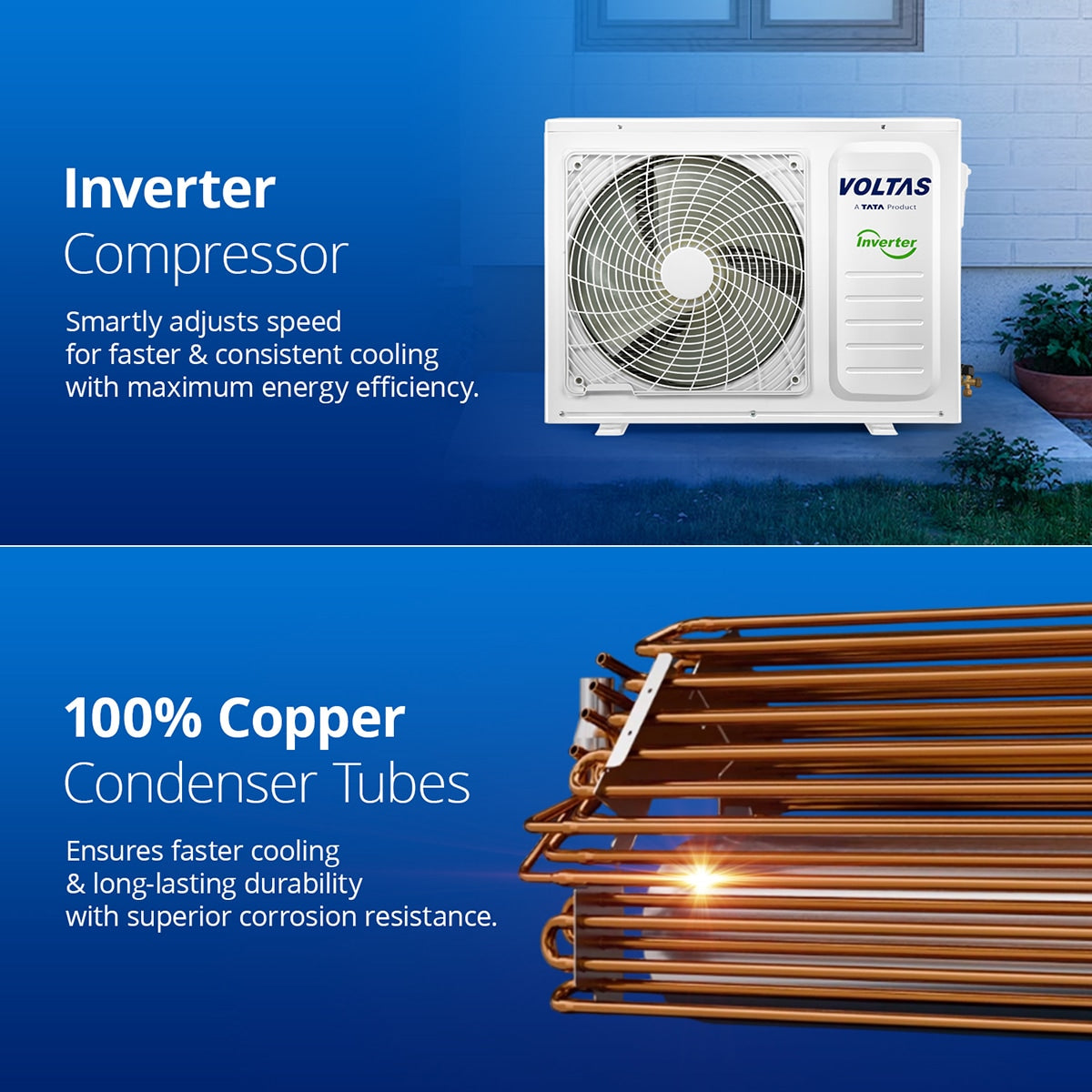 Voltas 2 Ton 3 Star Vectra Plus Split Air Conditioner (243 Vectra Plus, Copper Condenser, 200 Sq. Ft. Coverage, R32 Refrigerant, Anti-Dust & Antimicrobial Filter, Active Dehumidifier, High Ambient Instant Cooling, White)-4553310