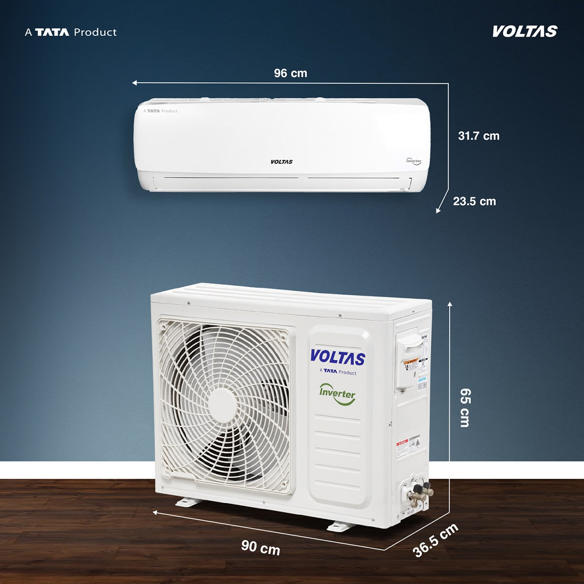 Voltas Adjustable Inverter Split AC 1.5 Ton 5 Star (185V Vectra Elegant, 100% Copper, 4-in-1 Adjustable Mode, Anti-Microbial Coating, R32 Refrigerant, High Ambient Cooling at 52°C, Stabilizer Free Operation, White)