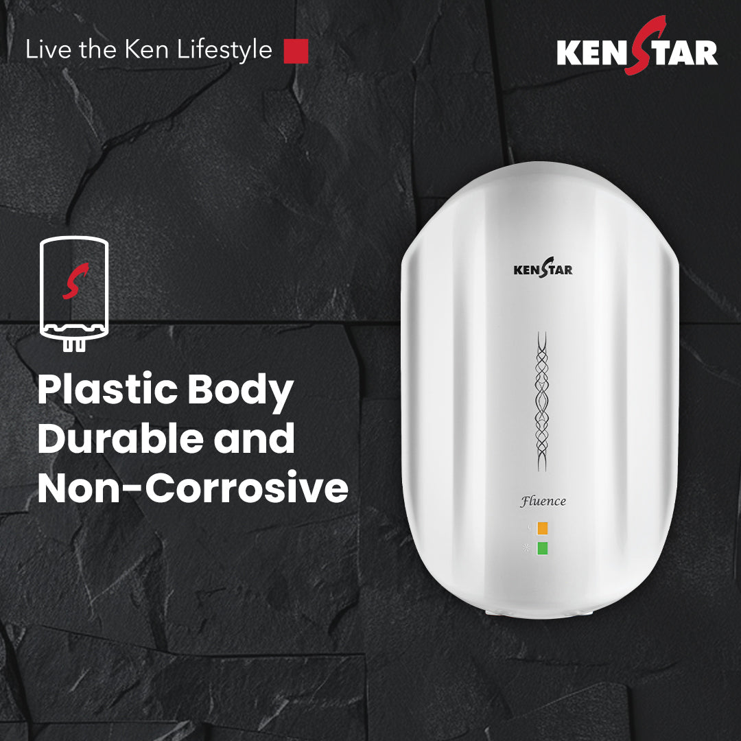 KENSTAR Fluence 5.9 L Instant Water Heater (3000 W, White) - Stainless Steel Tank, 6.5 Bar Rated Pressure, Thermal Cutoff, Nickel-Coated Copper Heating Element