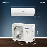 Voltas 1 Ton 3-Star Inverter Split AC (123INV VECTRA EMERALD, Max 3326W Cooling, Convertible 5-in-1, Anti-Dust Filter with Anti-Microbial Coating, Auto Clean, Sleep Mode, R-32 Refrigerant, Max 52°C Ambient Temperature, White)