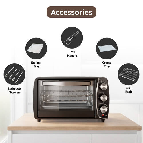 Prestige Oven Toaster Griller 16L with Barbeque Rack & Skewers (POTG 16A) | Stainless Steel Built-in OTG | 3 Function Controls & 60-Min Timer | Non-Induction Base-42341
