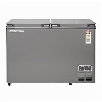 Voltas 360L/345L 5-Star Double Door Hard Top Convertible Deep Freezer, Grey- CVF360DA5-W-PL