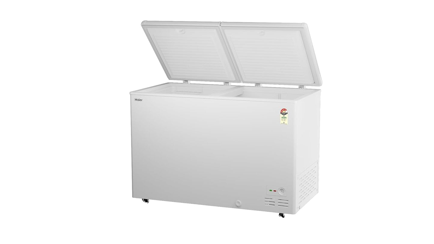 Haier 310L Hard Top Double Door Deep Freezer | 4-Star Energy Rating | Convertible Temperature Range (-18°C to 10°C) | Eco-Friendly R290a Refrigerant-HFC-320DPW4