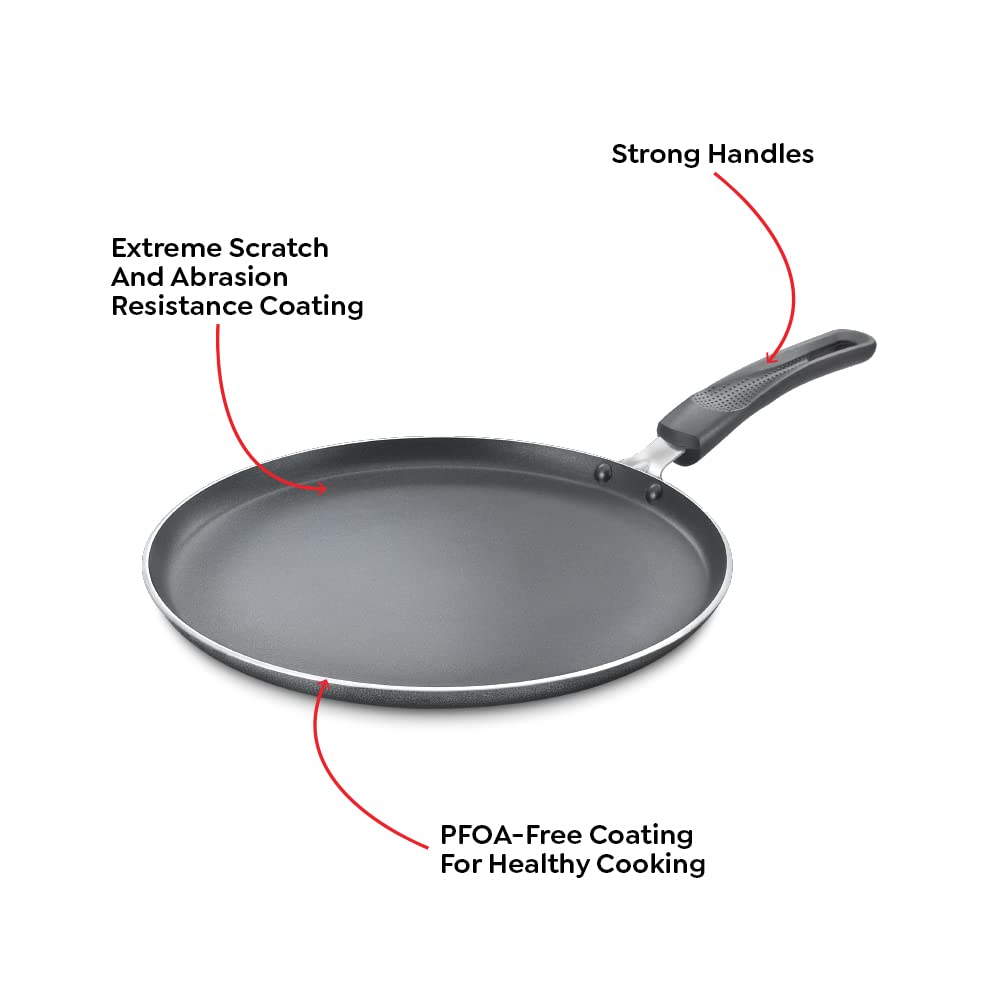 Prestige Aluminium Omega Select Plus Non-Stick Omni Tawa, 27.5 cm, Black-30710