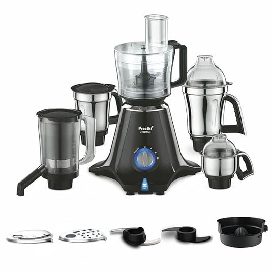 Preethi Zodiac MG-218 mixer grinder, 750 watt, Black/Light Grey, 5 jars - 3 In 1 insta fresh juicer Jar & Master chef food processor Jar, Vega W5 motor with 5yr Warranty & Lifelong Free Service -MG 218