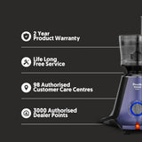 Preethi Zodiac Glitter MG 264, 750 Watt Mixer Grinder, 5 Jars (3 Stainless steel Jars +1 Juicer Jar+1 Master Chef Plus Food processor Jar), Lavender/Black -PRE5782646
