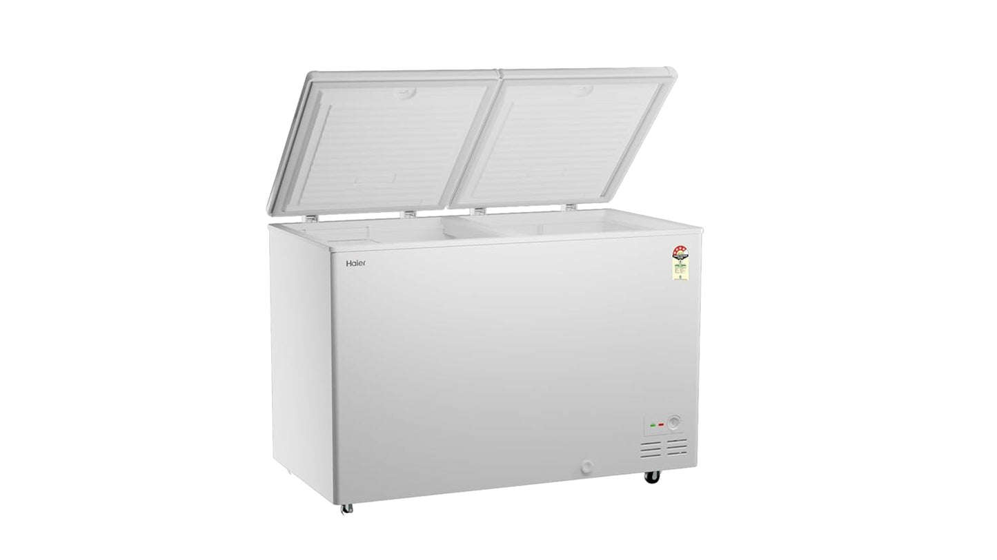 Haier 310L Hard Top Double Door Deep Freezer | 4-Star Energy Rating | Convertible Temperature Range (-18°C to 10°C) | Eco-Friendly R290a Refrigerant-HFC-320DPW4