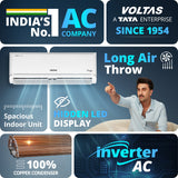 Voltas 1.5 Ton 3 Star Inverter Split AC (183V Vectra Zen Silver, White) | 4-Step Adjustable Mode (0.7/1/1.2/1.5) | Anti-Microbial Air Filtration | 100% Copper | Stabilizer Free (110V - 285V) | Max Cooling 5200W | Self Diagnosis | R32