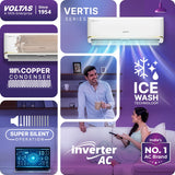 Voltas 1.5 Ton 3 Star Inverter Split AC (183 Vertis Zenith Gold, 4504086) | 6 Step Adjustable Mode, 5100W Cooling, 100% Copper, 4-Way Swing, Ice Wash & Turbo Tech, Hydrophilic Gold Fin Coating, Super Silent Mode