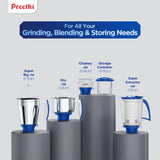 Preethi Blue Leaf Platinum MG 139 mixer grinder, 750 watt, White, 4 jars - Super Extractor juicer Jar & Storage Air-Tight Container, FBT motor with 5yr Warranty & Lifelong Free Service, Standard -PRE5781397