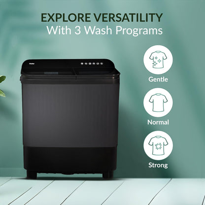 Haier 10 Kg 5 Star Toughened Glass Soft fall Technology Semi Automatic Top Loading Washing Machine -HTW100-178BKN