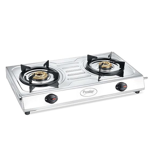 PRESTIGE PRIME LP GAS STOVE (STAINLESS STEEL BODY AND 2 BRASS BURNERS) -40098