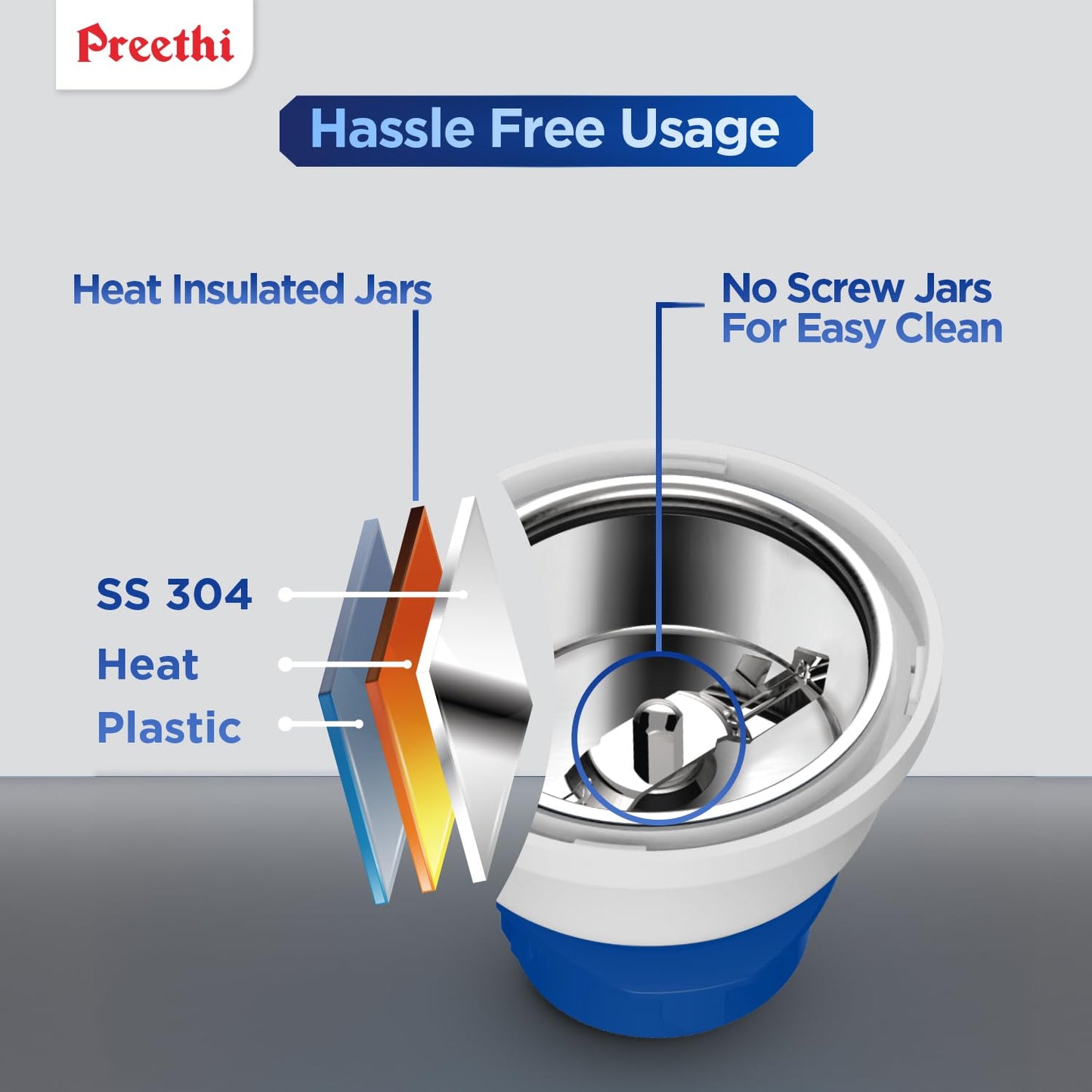Preethi Blue Leaf Platinum MG 139 mixer grinder, 750 watt, White, 4 jars - Super Extractor juicer Jar & Storage Air-Tight Container, FBT motor with 5yr Warranty & Lifelong Free Service, Standard -PRE5781397